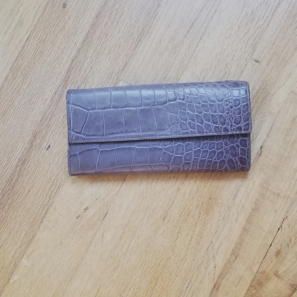 NWOT  Furla "Croc" Leather Wallet